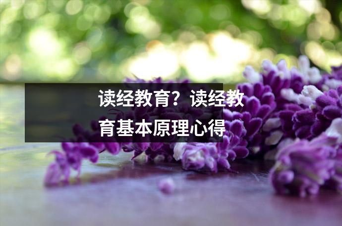 读经教育？读经教育基本原理心得