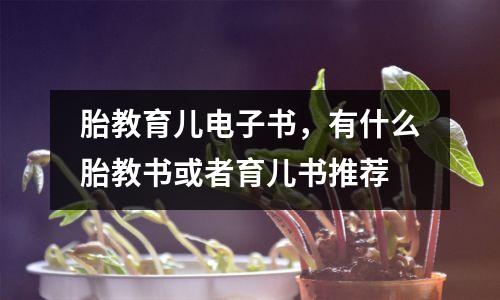 胎教育儿电子书,有什么胎教书或者育儿书推荐