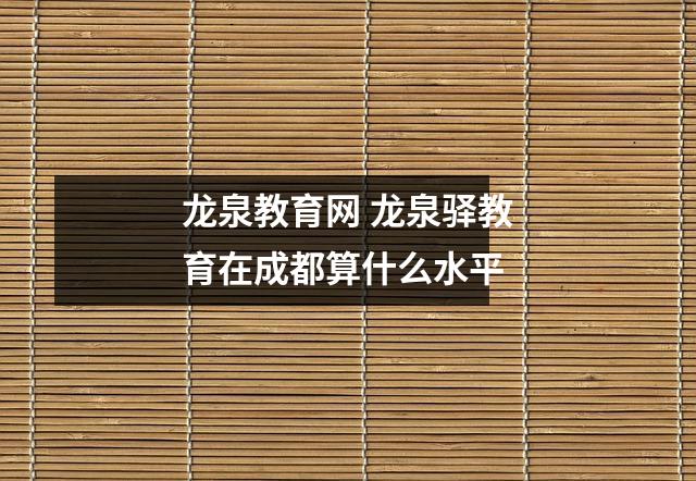 龙泉教育网 龙泉驿教育在成都算什么水平