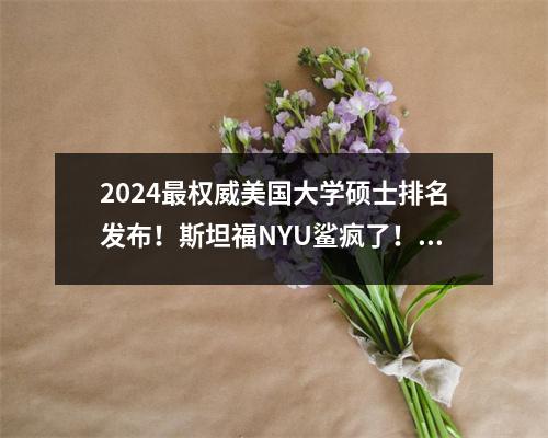 2024最权威美国大学硕士排名发布！斯坦福NYU鲨疯了！附16个专业最强择校指南！