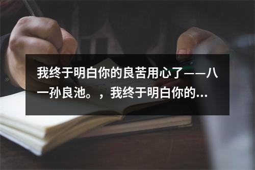 我终于明白你的良苦用心了——八一孙良池。,我终于明白你的良苦用心作文600字