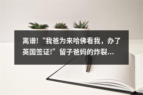 离谱!“我爸为来哈佛看我,办了英国签证!”留子爸妈的炸裂行为,让我小脑萎缩了…