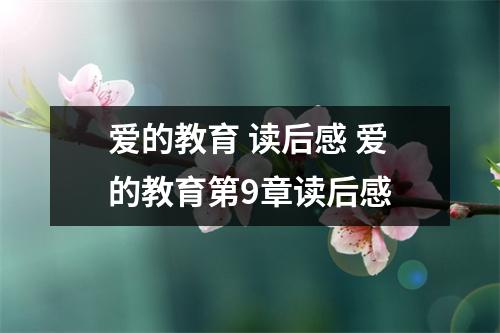 爱的教育 读后感 爱的教育第9章读后感