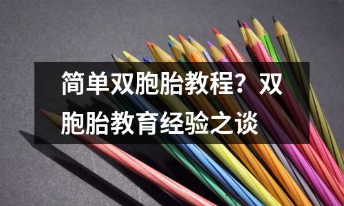 简单双胞胎教程?双胞胎教育经验之谈
