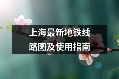 上海最新地铁线路图及使用指南