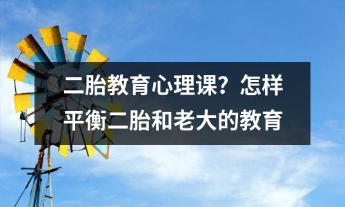 二胎教育心理课?怎样平衡二胎和老大的教育