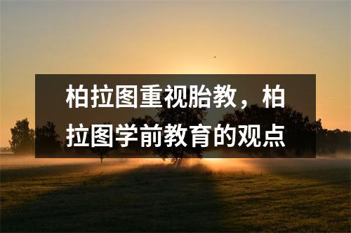 柏拉图重视胎教,柏拉图学前教育的观点