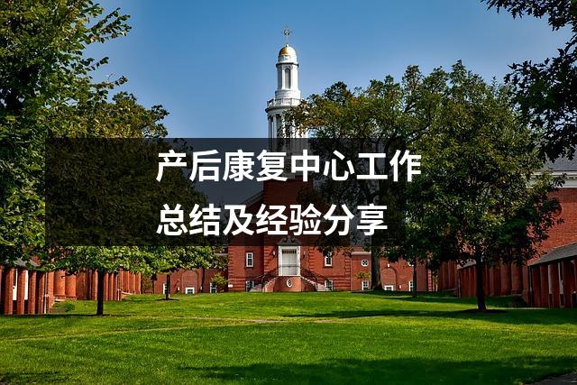 产后康复中心工作总结及经验分享