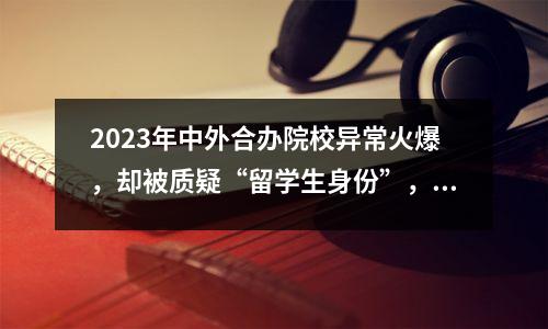 2023年中外合办院校异常火爆,却被质疑“留学生身份”,究竟靠不靠谱!?
