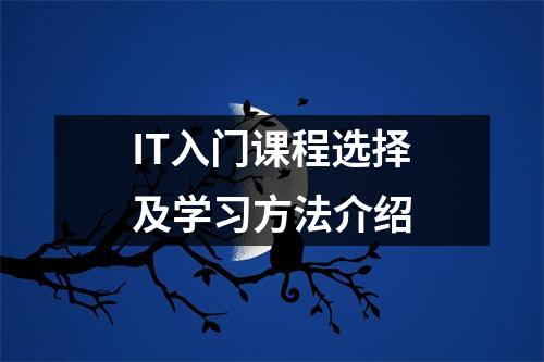 IT入门课程选择及学习方法介绍