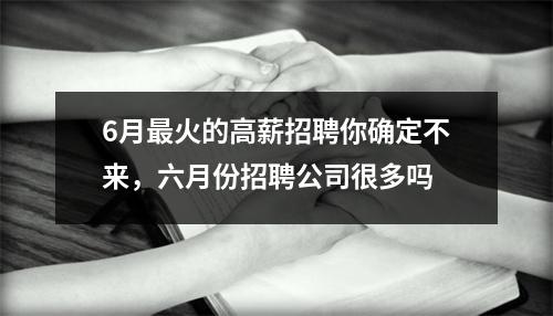 6月最火的高薪招聘你确定不来，六月份招聘公司很多吗