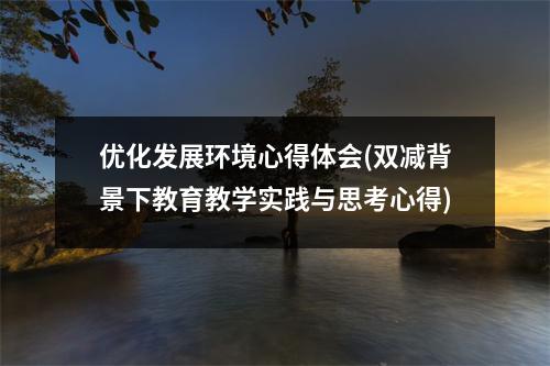优化发展环境心得体会(双减背景下教育教学实践与思考心得)