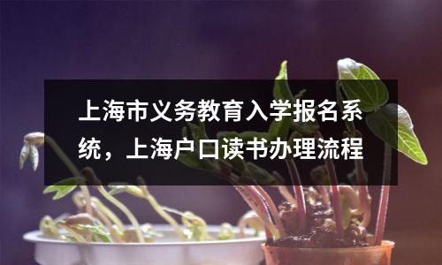 上海市义务教育入学报名系统,上海户口读书办理流程