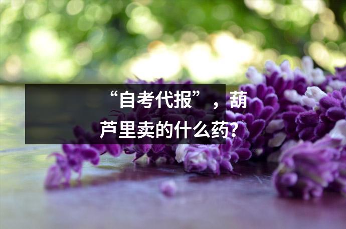 “自考代报”,葫芦里卖的什么药?