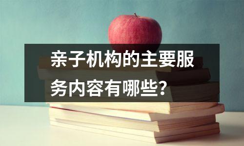 亲子机构的主要服务内容有哪些？