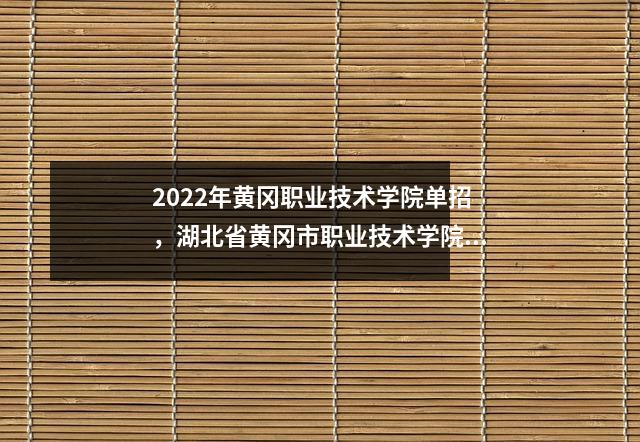 2022年黄冈职业技术学院单招，湖北省黄冈市职业技术学院招生办