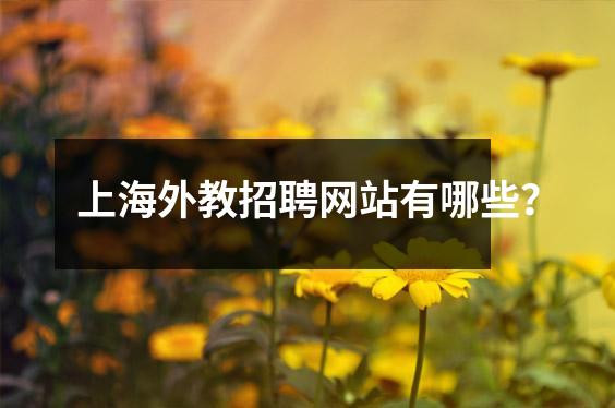 上海外教招聘网站有哪些?