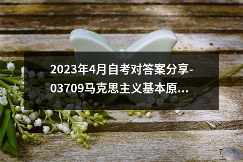 2023年4月自考对答案分享-03709马克思主义基本原理概论