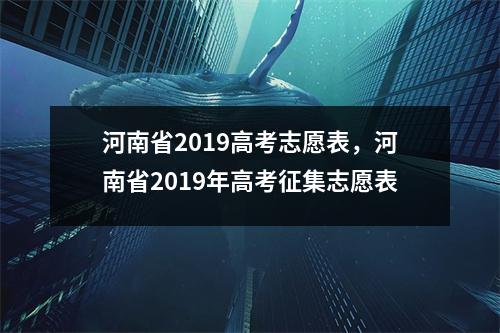 河南省2019高考志愿表，河南省2019年高考征集志愿表