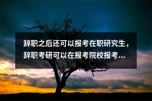 辞职之后还可以报考在职研究生,辞职考研可以在报考院校报考吗