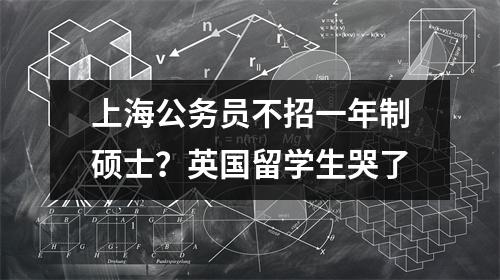 上海公务员不招一年制硕士?英国留学生哭了