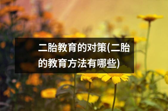 二胎教育的对策(二胎的教育方法有哪些)