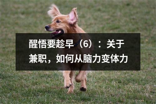 醒悟要趁早（6）：关于兼职，如何从脑力变体力