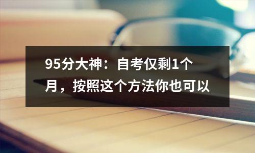 95分大神:自考仅剩1个月,按照这个方法你也可以