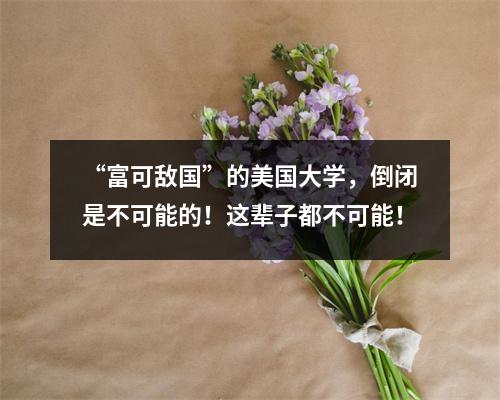“富可敌国”的美国大学,倒闭是不可能的!这辈子都不可能!