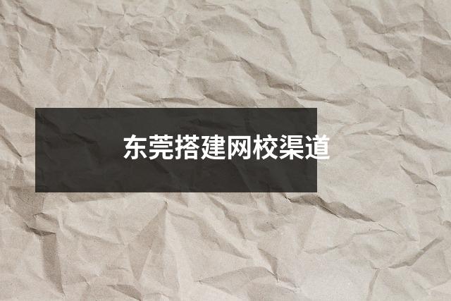 东莞搭建网校渠道