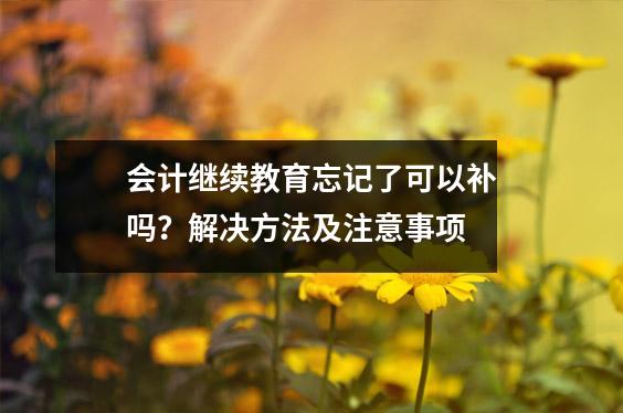 会计继续教育忘记了可以补吗？解决方法及注意事项