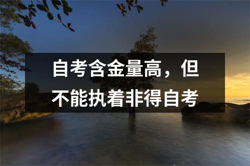 自考含金量高，但不能执着非得自考