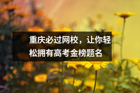重庆必过网校，让你轻松拥有高考金榜题名