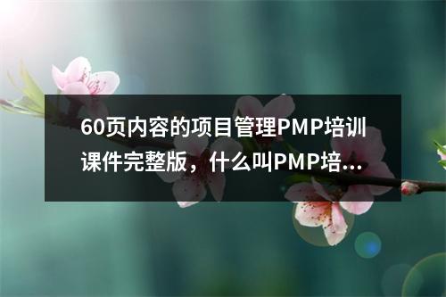 60页内容的项目管理PMP培训课件完整版，什么叫PMP培训你知道吗？