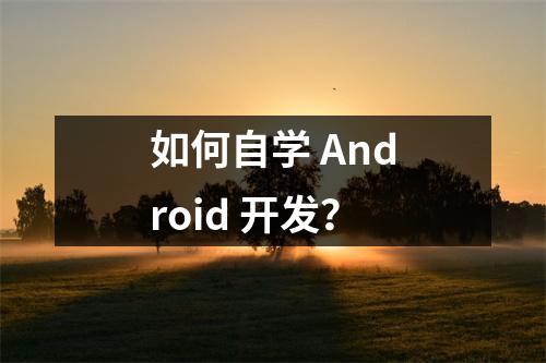 如何自学 Android 开发?