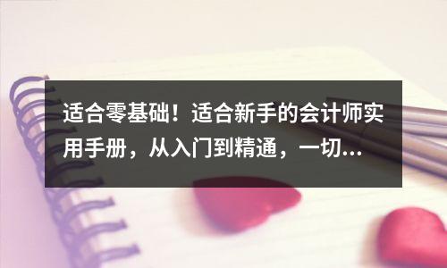 适合零基础!适合新手的会计师实用手册,从入门到精通,一切都讲解清楚