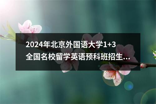 2024年北京外国语大学1+3全国名校留学英语预科班招生信息