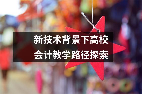 新技术背景下高校会计教学路径探索