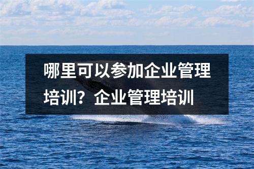 哪里可以参加企业管理培训?企业管理培训