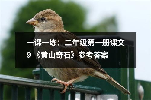 一课一练:二年级第一册课文9 《黄山奇石》参考答案