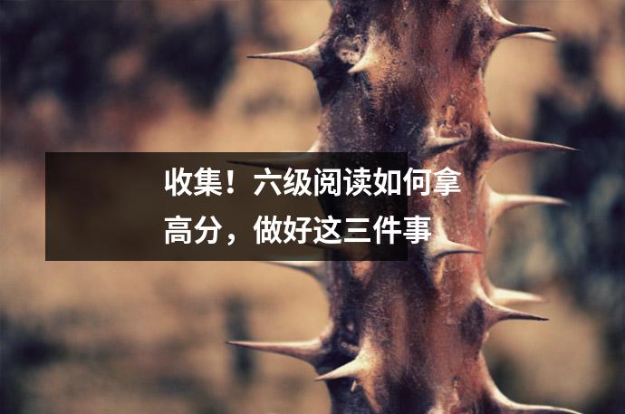 收集!六级阅读如何拿高分,做好这三件事