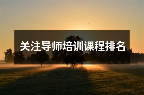 关注导师培训课程排名