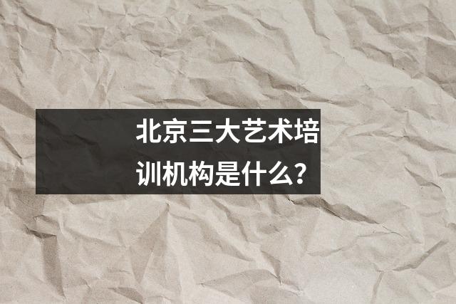 北京三大艺术培训机构是什么?