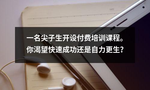 一名尖子生开设付费培训课程。你渴望快速成功还是自力更生?