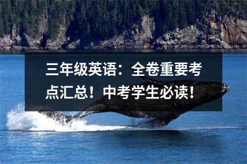 三年级英语:全卷重要考点汇总!中考学生必读!