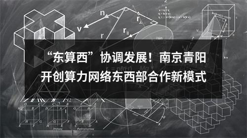 “东算西”协调发展!南京青阳开创算力网络东西部合作新模式