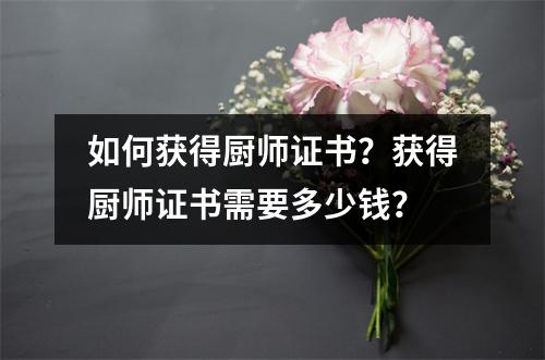 如何获得厨师证书?获得厨师证书需要多少钱?