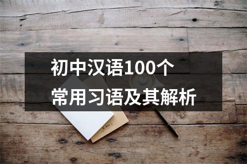 初中汉语100个常用习语及其解析