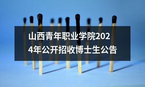 山西青年职业学院2024年公开招收博士生公告