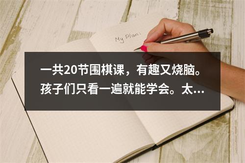 一共20节围棋课,有趣又烧脑。孩子们只看一遍就能学会。太棒了。